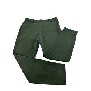 H&M Women’s Pants 8 Green Flat Front Tapered Leg Ankle Length Side Zip Button